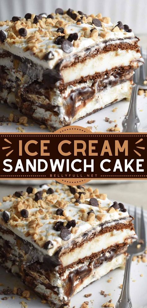 Ice Cream Sandwich Cake Recipe, Ice Cream Sandwich Bar, Ice Cream Sandwich Dessert, Cream Sandwich Cake, Ice Cream Sandwich Cake, Dessert Oreo, Ice Cream Cake Recipe, Easy Ice Cream, Recipes Summer