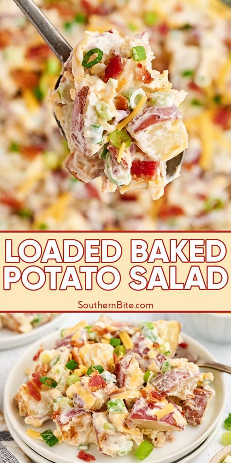 Loaded Baked Potato Salad Baked Potato Salad Recipe, Loaded Potato Salad, Loaded Baked Potato Salad, Baked Potato Salad, Easy Potato Salad, Frugal Recipes, Loaded Baked Potato, Potato Recipes Side Dishes, Loaded Potato