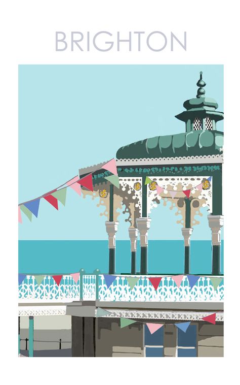 Brighton Pavilion, Brighton Pier, British Seaside, Bath England, Art Deco Poster, Beach Posters, Pack Of Cards, Vintage Travel Posters, Lovely Colors