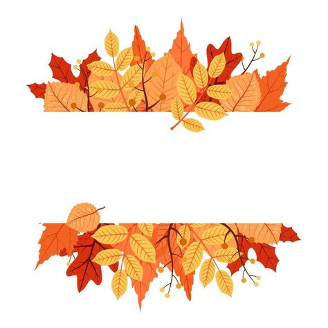 Autumn Season Greeting Card Border with Red and Yellow Leaves Fall Leaves Clip Art, Autumn Border Designs, Fall Border Design, Autumn Border, Calendar Design Layout, Button Mirror, Red Autumn Leaves, Card Border, Autumn Frame