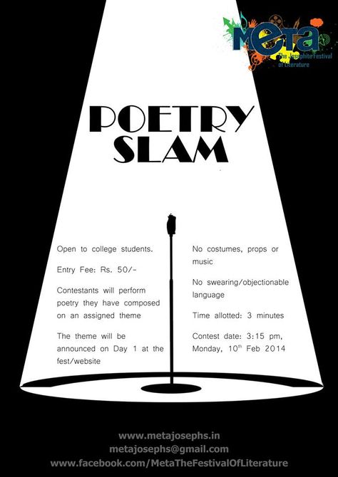 Poetry slam. monday 10th Feb. 3:15 Poetry Slam Poster, Slam Poetry Aesthetic, Poetry Slam Aesthetic, Writing Competition Poster Design, Poetry Poster Design, Poetry Posters Design, Quill Aesthetic, Bookstore Website, Poetry Event