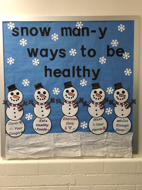 Health Bulletin Boards Nurses, Pediatric Office Christmas Decor, School Counselor Christmas Bulletin Board, Nurse Christmas Bulletin Boards, Christmas Health Bulletin Boards, Winter Bulletin Boards For High School, Christmas Nurse Bulletin Board, School Nurse Bulletin Board Ideas High School, Back To School Health Bulletin Boards