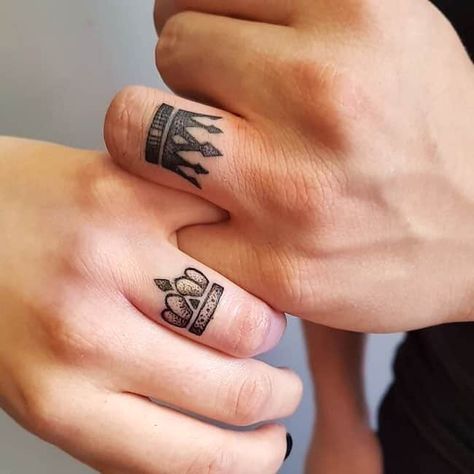 Couple Tattoos, Queen, Tattoos, Two People, Crown, Ring