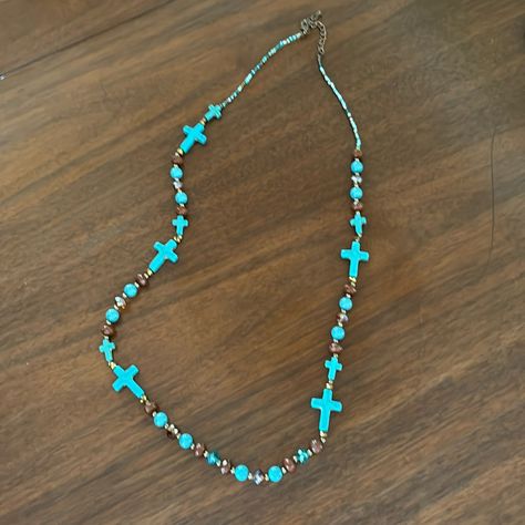 Long Cross Necklace, Chicos Jewelry, Necklace Turquoise, Brown Color, Blue Brown, Womens Jewelry Necklace, Diy Jewelry, Cross Necklace, Concept Art