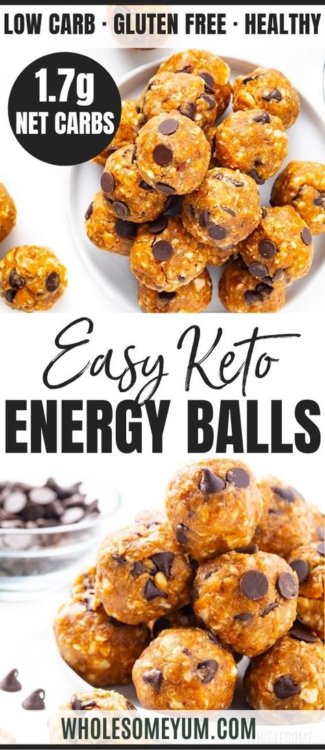 Keto Energy Balls Recipe - Sweet low carb keto energy balls are super easy, grain-free, and no bake. Just 15 minutes, 7 ingredients, and 1.7g net carbs each! #wholesomeyum Keto Energy Balls, Energy Balls Recipe, Keto Quiche, Protein Balls Recipes, Breakfast Low Carb, Energy Ball Recipe, Low Carb Protein, Keto Pancakes, Keto Diet Food List