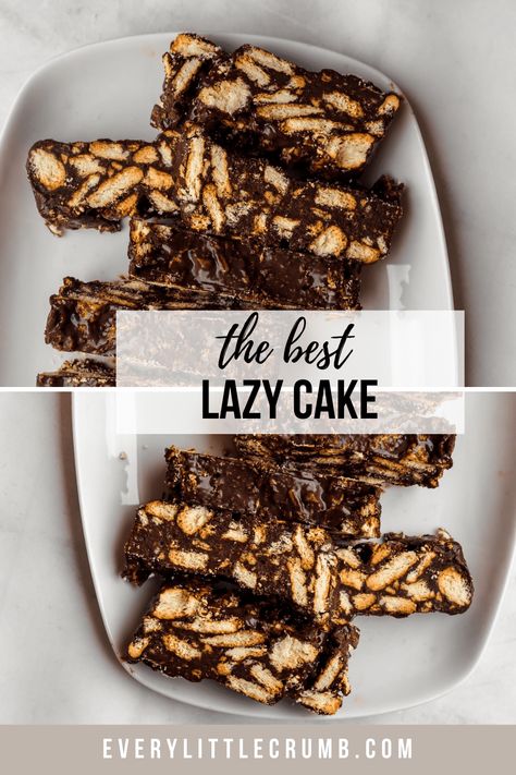 Essen, Healthy Lazy Cake, No Bake Chocolate Biscuit Cake, Lazy Cooking Recipes, Fishing Desserts, Fast Cake Recipes, Lazy Cake Recipe, No Bake Biscuit Cake, Lazy Cake Cookies