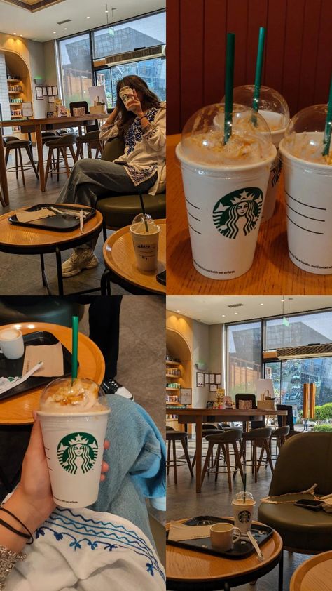 Pose With Starbucks Coffee, Poses With Starbucks Coffee, Starbucks Pics Aesthetic, Starbucks Coffee Instagram Story, Cafe Friends Aesthetic, Cafe Pics Instagram, Poses In Cafe Aesthetic, Cafe Pics Ideas, Photo In Cafe Ideas