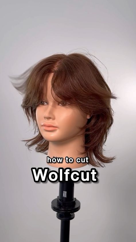 Instagram Wolf Cut Straight Hair Short, Wolf Cut On Short Hair, Diy Wolf Cut Hair, Wolf Bangs, Wolf Cut Hombre, Wolfcut Tutorial, Hush Cut Short, Short Wolf Cut Hair, Short Hair Wolf Cut