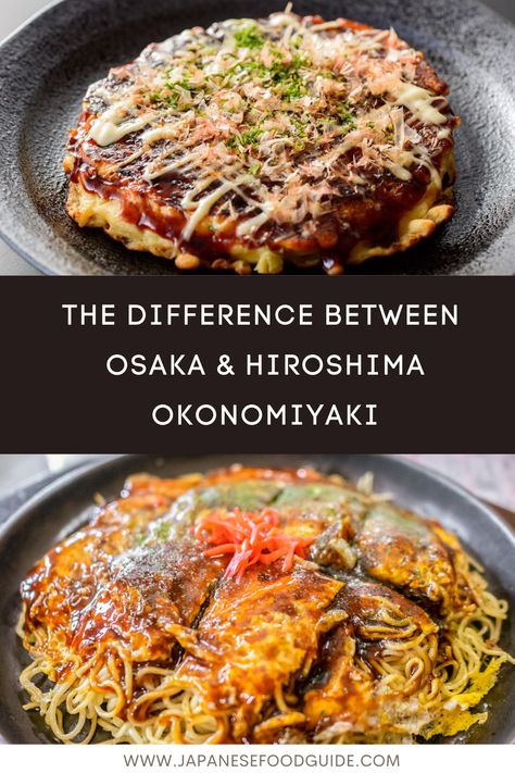 Most people have heard of it, but just what is okonomiyaki? And what is the difference between Osaka okonomiyaki (Kansai-style) and Hiroshima okonomiyaki? Okonomiyaki Hiroshima Style, Okonomiyaki Vegetarian, Japanese Pancake Okonomiyaki, Okonomiyaki Rezept, Japanese Okonomiyaki, Hiroshima Okonomiyaki, Okonomiyaki Recipe, Okonomiyaki Sauce, Cheap Snack