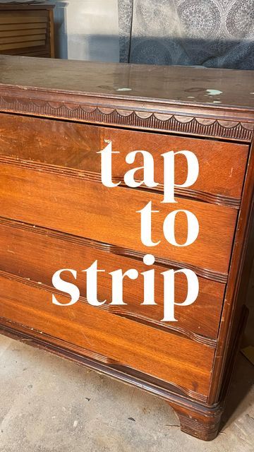 How To Sand And Stain A Dresser, Refinishing Stained Wood Furniture, Refinish Vintage Dresser, Stripped Wood Dresser, Stripping Furniture With Veneer, Restore Painted Wood Furniture, Sanding Veneer Furniture, Veneer Dresser Makeover Diy, Furniture Refurbishing