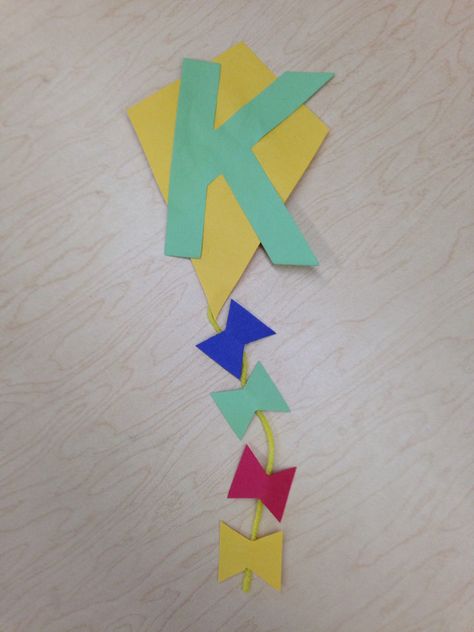 K is for Kite craft K Is For Kite, Kites Preschool, Letter K Crafts, Kite Craft, Letters Activities, March Preschool, Letters Craft, Preschool Skills, Preschool Letter Crafts