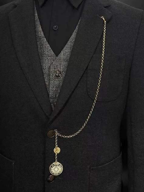 how to wear a pocket watch Vest With Pocket Watch, How To Wear A Pocket Watch, Pocket Watch Outfit, Suit Chain, Money Tie, Modern Pocket Watch, Army Vest, Simplistic Jewelry, Niche Fashion