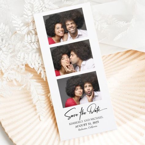 $3.02 | Film Strip Photo Booth Photos Funny Save The Date #savethedatephoto #photoboothbookmarks #filmstripunique #photostripfunnycreative #humourcute #stylisttypography #elegantcalligraphy #scriptminimalist #original #modernwhite Save The Date Photobooth Strip, Save The Date Photo Booth Strip, Fun Save The Date Ideas, Funny Save The Date, Photo Booth Photos, Funny Save The Dates, Minimalist Save The Date, Photo Strip, Photos Funny