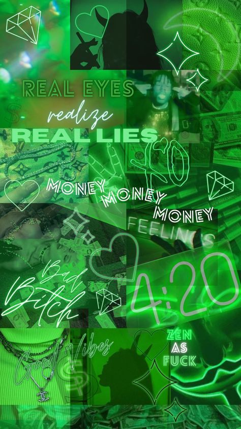 Green baddie aesthetic phone wallpaper Money Green Aesthetic, Green Money Aesthetic, Green Wallpaper Baddie, Dope Green Wallpaper, Green Money Wallpaper, Neon Green Wallpaper Iphone Aesthetic, Green Aries Aesthetic, 2000s Baddie Aesthetic, Money Aesthetic Green