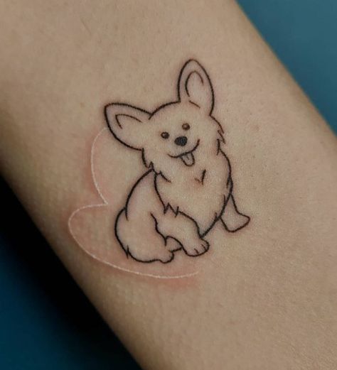 Corgi Outline, Line Art Tattoo Ideas, Royal Corgi, Kawaii Corgi, Corgi Tattoo, Rat Tattoo, Dog Outline, Corgi Owner, Love To Love