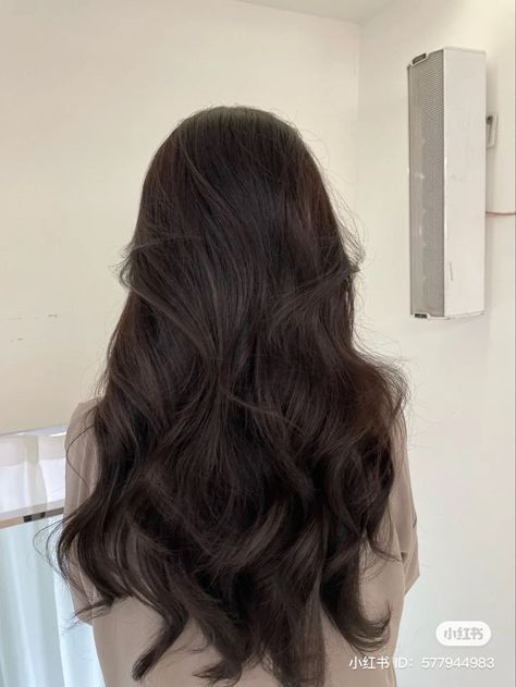 Hair Inspo Aesthetic, Asian Brown Hair, Brunette Ideas, Aesthetic Brunette, Deep Brown Hair, Dark Chocolate Brown Hair, Pelo Cafe, Brown Wavy Hair, Hair Color Asian