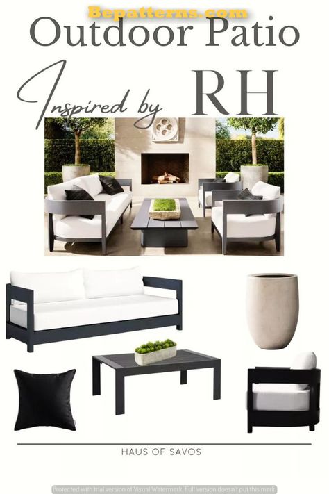 House Of Valentina Outdoor, High End Patio Furniture, Restoration Hardware Patio Furniture, Black Outdoor Furniture Decorating Ideas, Amazon Outdoor Furniture, Rh Patio, Rh Outdoor Furniture, Restoration Hardware Patio, Modern Backyard Furniture