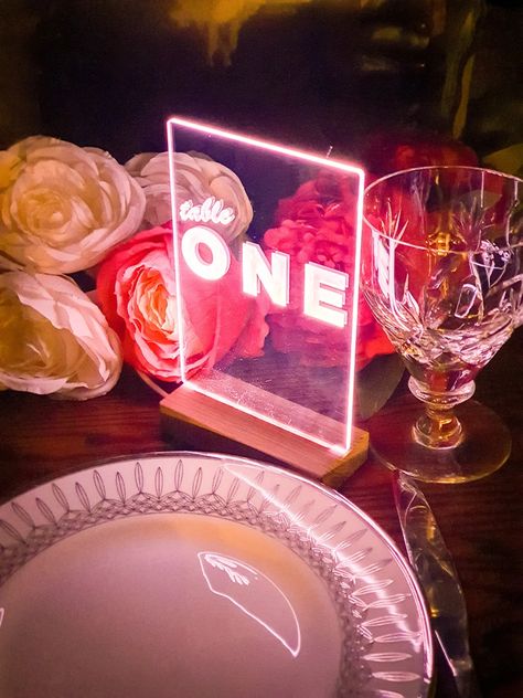 Illuminated Wedding Table Numbers Unique Bespoke Table | Etsy Corporative Events, Number Ideas, Unique Tables, Table Centers, Ideal Wedding, Reception Table, Bespoke Wedding, Wedding Table Numbers, Wooden Base