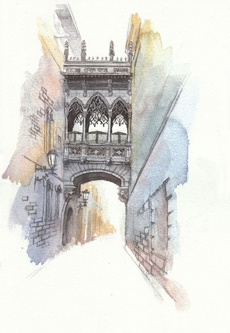 Barcelona by So-Eun Kim Voyage Sketchbook, Watercolor Architecture, Travel Drawing, Architectural Sketch, Architecture Painting, 수채화 그림, Urban Sketchers, Watercolor Sketch, Urban Sketching