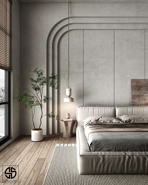 wabi sabi bedroom design on Behance Wabi Sabi Bedroom Design, Wabi Sabi Bedroom, Concrete Paint, Stone Paint, Bedroom Interior Design Luxury, Minimalist Bedroom Design, Luxury Bedroom Master, Bedroom Decor Design, Room Deco