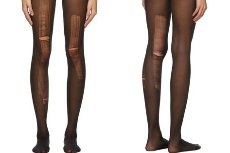 Gucci distressed tights, cheaper solutions. As if. Tights Gucci, Ripped Tights, Plastic Raincoat, Grunge Dress, Gucci Logo, Fishnet Stockings, Off Black, Black Tights, Fashion History