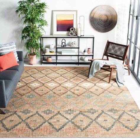 Moroccan Boho, Tan Rug, Cotton Area Rug, Well Decor, Orange Area Rug, Sisal Rug, Kilim Woven, Flat Weave Rug, Geometric Rug