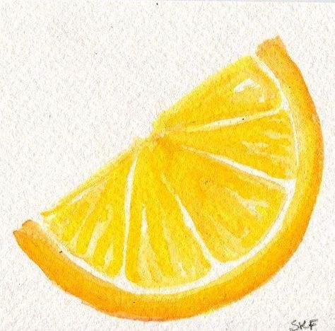 Lemon Home Decor, Lemon Drawing, Fruit Watercolor, Food Art Painting, Lemon Watercolor, Fruits Drawing, Orange Slice, Watercolor Paintings For Beginners, Watercolor Fruit