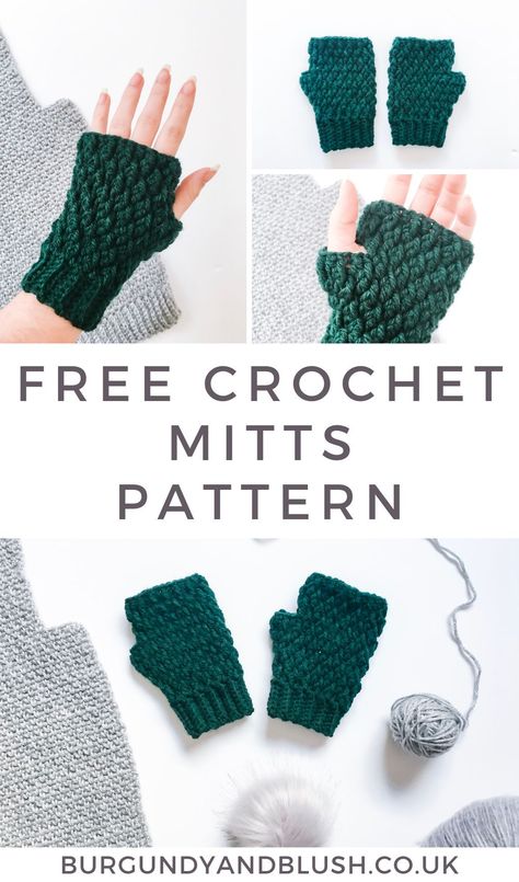 Quick And Easy Crochet Fingerless Gloves, Crochet Finger Less Gloves, Mitts Crochet Pattern Free, Free Crochet Wrist Warmer Pattern, Crochet Pattern Hand Warmers, Alpine Stitch Beanie Free Pattern, Crochet Pattern For Fingerless Gloves, Crochet Pattern Mittens, Fingerless Gloves Crochet Free Pattern Chunky Yarn