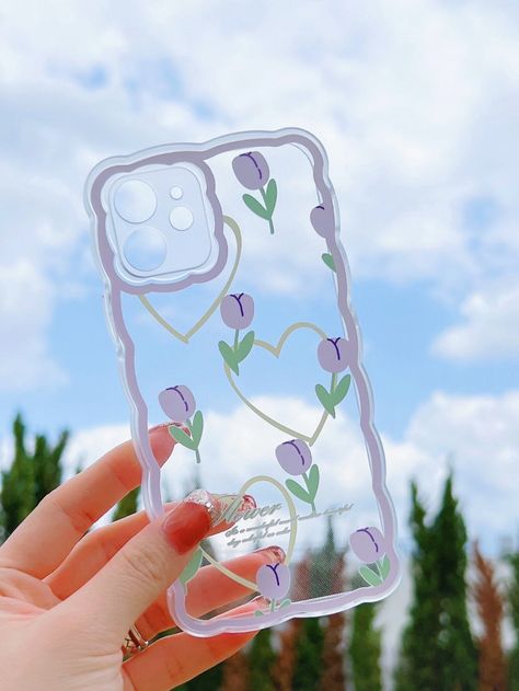 Painted Clear Phone Case, Tulip Phone Case, Artsy Phone Cases, Phone Case Diy Paint, Vintage Phone Case, Creative Iphone Case, Girly Iphone Case, Stylish Iphone Cases, Girly Phone Cases