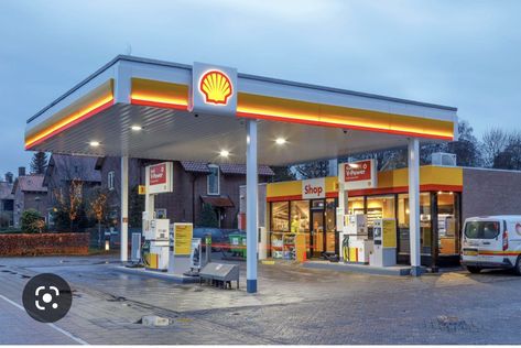 Bloxburg Gas Station, Bloxburg Town, Shell Gas Station, Station Service, Building Illustration, Shell Station, Filling Station, Petrol Station, Gas Stations