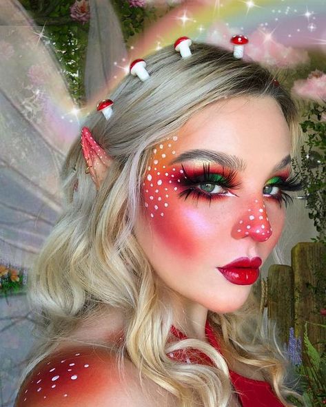 Woodland Mushroom Fairy Costume, Mushroom Fairy Costume Dress, Mushroom Makeup Aesthetic, Mushroom Fairy Makeup Looks, Mushroom Fairy Halloween Costume, Mushroom Costume Women Diy, Mushroom Inspired Makeup, Mushroom Diy Crafts Ideas, Cute Mushroom Costume