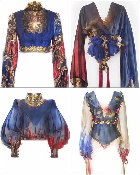 Red And Blue Outfit Aesthetic, Descendants Outfit Ideas, Complex Outfits, Descendants Clothes, Red And Blue Dress, Fest Outfits, Fantasy Dress, Fashion Design Sketches, Fantasy Clothing