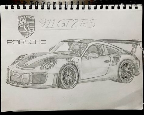 Car Drawing Porsche, How To Draw A Porsche, Porche 911gt3 Drawing, Porsche Drawing Sketch, Porsche Gt3 Rs Drawing, Porsche Sketch, Porsche Drawing, Porsche Painting, Car Drawing Sketches