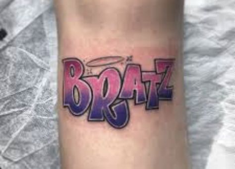 Sasha Bratz Tattoo, Bratz Logo Tattoo, Bratz Tattoo Idea, Bratz Doll Tattoo, Brat Tattoo, Brats Tattoo, Bratz Tattoo Design, Bratz Tattoo, Bum Tattoo