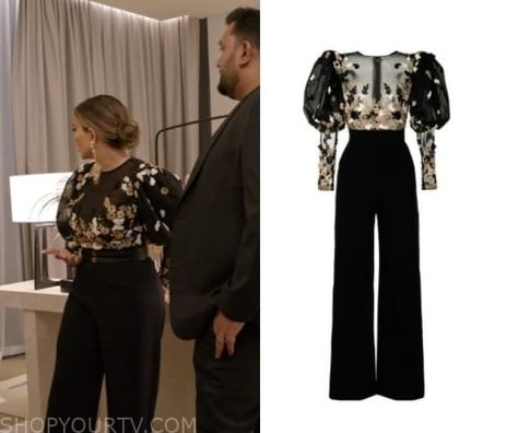 Dubai Bling: Season 2 Episode 1 Beaded Puff Sleeve Jumpsuit Dubai Bling, Puff Sleeve Jumpsuit, Jumpsuit With Sleeves, Puff Sleeve, Dubai, Fashion Looks, Jumpsuit, Tv, Clothes