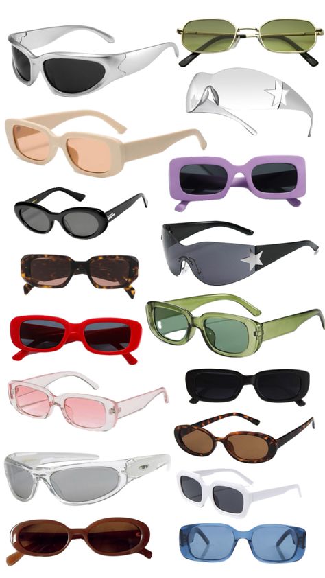 #sunglasses #cutouts Sunglasses Aesthetic Vintage, Cool Sunglasses Aesthetic, Fancy Sunglasses, Aesthetic Sunglasses, Y2k Glasses, Pretty Sunglasses, Aesthetic Gallery, Fun Sunglasses, Sunglasses Unique