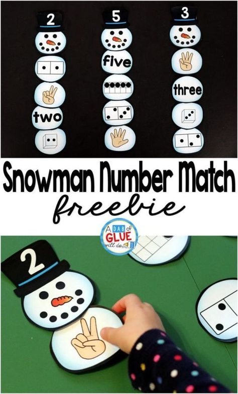 Snowman Number Match Printable is a great addition to your math centers this winter season. This free printable is perfect for preschool, kindergarten, and first grade students. Prek Math, Winter Classroom, Winter Kindergarten, Winter Math, Kindergarten Centers, Winter Preschool, Preschool Christmas, Math Numbers, Math Stations