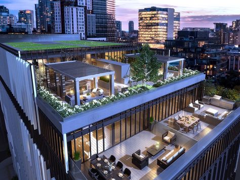 Form Condos by Tridel: VIP Access Roofdeck House, Penthouse Rooftop Terrace, Rooftop Bar Design, Penthouse Rooftop, Condo Floor Plans, Rooftop Restaurant Design, Roof Garden Design, Nightclub Design, Rooftop Terrace Design