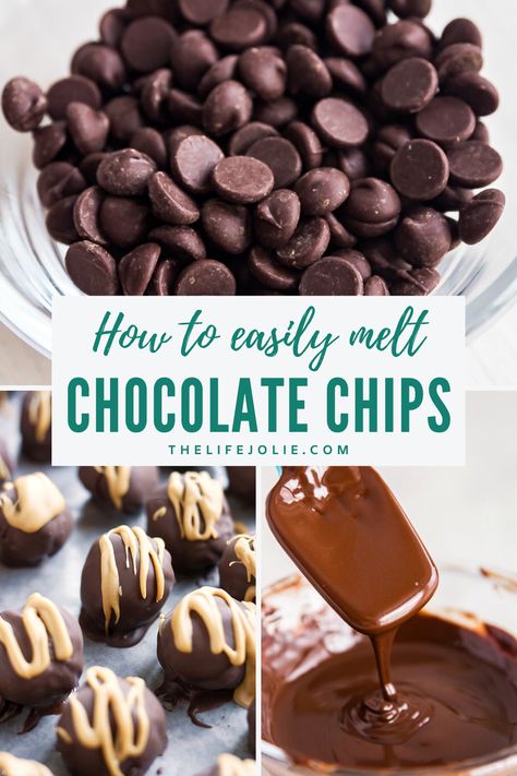 How To Melt Chocolate For Dipping Strawberries, Chocolate Covered Strawberries Using Chocolate Chips, How To Make Melting Chocolate, Melting Chips For Dipping, Tempering Chocolate Chips, Diy Melting Chocolate, How To Use Chocolate Chips For Dipping, How To Keep Chocolate Melted For Dipping, Milk Chocolate Chips Recipes