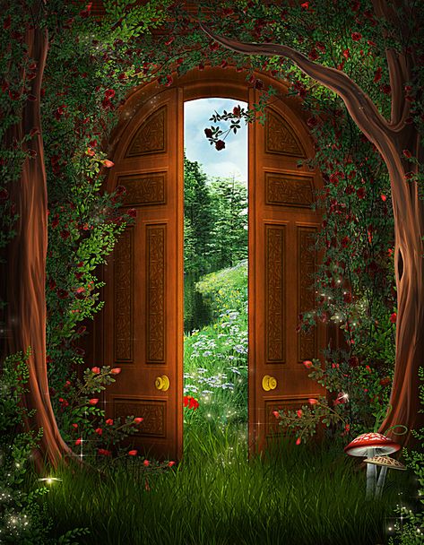 Dream vines wooden door background Forest Door, Cheap Decorations, An Open Door, Indoor Ideas, Open Door, Alam Semula Jadi, Doll Houses, Enchanted Forest, Dream Garden