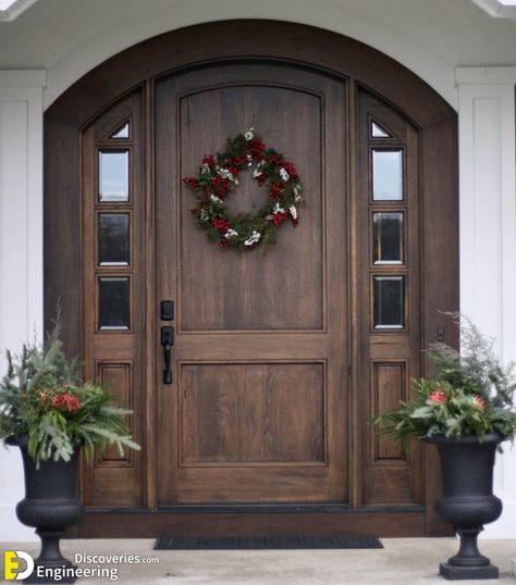 Top 40 Amazing Wooden Main Door Design Ideas | Engineering Discoveries Rustic Front Door, Front Door Decal, Wooden Main Door, Farmhouse Front Door, Wooden Main Door Design, Wooden Front Doors, Wood Front Doors, Fa Fal, Entrance Door Design