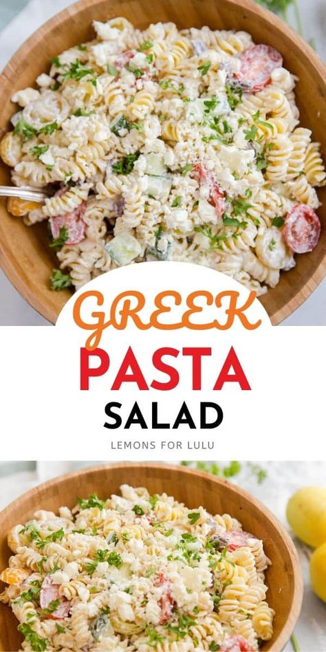 Essen, Pasta And Feta, Cold Chicken Pasta Salad, Tzatziki Chicken, Veggies Pasta, Greek Chicken Pasta, Greek Pasta Salad Recipe, Feta Pasta Salad, Veggie Pasta Salad