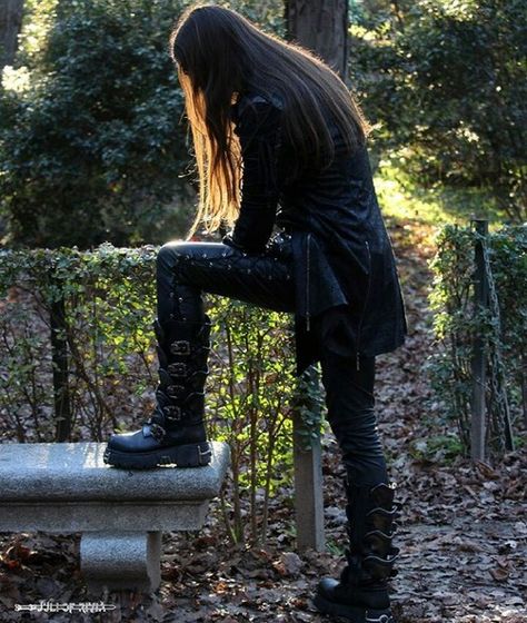 Leather, Boots, Hair, Black, Long Hair, Leather Boots, A Woman