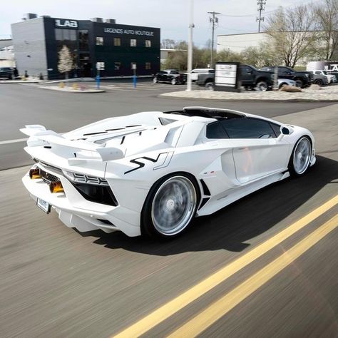 Legends Auto Boutique on Instagram: "Built in-house 1 of 1 2020 Lamborghini Aventador SVJ Roadster 🐼 - FULL White Color Match  - FULL Body Paint Protection Film  - LAB Custom OEM Headlights & Tail Lights  - Custom Painted Badges and Hub Caps - @vossen 3-Piece Polished & Matte Brushed wheels  - Lowering Springs - Full @valvetronic Race Exhaust - @gintani Performance Tune  #lamborghini #urus #tint #ppf #detailing #powdercoat #paintmatch #suspension #svj" Royal Enfield Thunderbird 350, Lamborghini Aventador Svj Roadster, Svj Roadster, Enfield Thunderbird, White Lamborghini, Aventador Svj, Chinese Car, Paint Protection Film, Lamborghini Urus