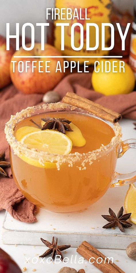 Margaritas, Hot Fireball Drinks, Hot Toddy With Apple Cider, Hot Apple Toddy Recipe, Fall Hot Toddy Recipe, Hot Toddy Recipe Apple Cider, How To Serve Hot Apple Cider At A Party, Carmel Apple Cocktail Recipe, Apple Cider And Fireball Drink