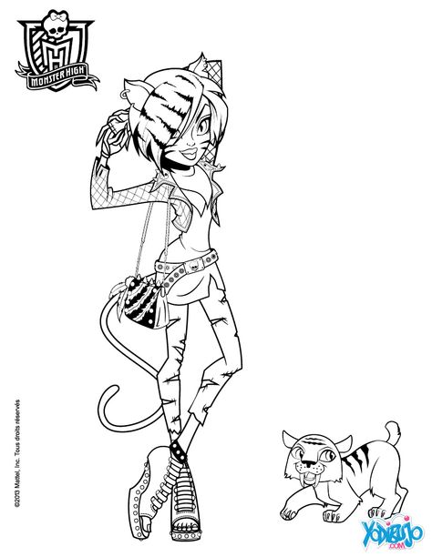 Dibujo para colorear : Toralei Stripe Monster High Coloring Pages, Monster High Coloring, High Coloring Pages, Toralei Stripe, Drawings For Him, Precious Moments Coloring Pages, Manga Coloring Book, Cartoon Drawings Of Animals, Chat Kawaii