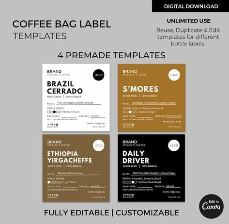 ✅⬆️CLICK THE LINK!!⬆️ Editable Coffee Bag Labels Template. Create custom coffee labels for your coffee shop or business. . #Coffee_Bean_Label_Design #Coffee_Bean_Sticker #Coffee_Packaging_Bottle #Coffee_Packaging_Mockup Coffee Bag Design Ideas, Coffee Bag Label, Coffee Label Design Stickers, Coffee Label Packaging, Coffee Popup, Coffee Design Packaging, Coffee Beans Packaging, Coffee Package Design, Sticker Label Design