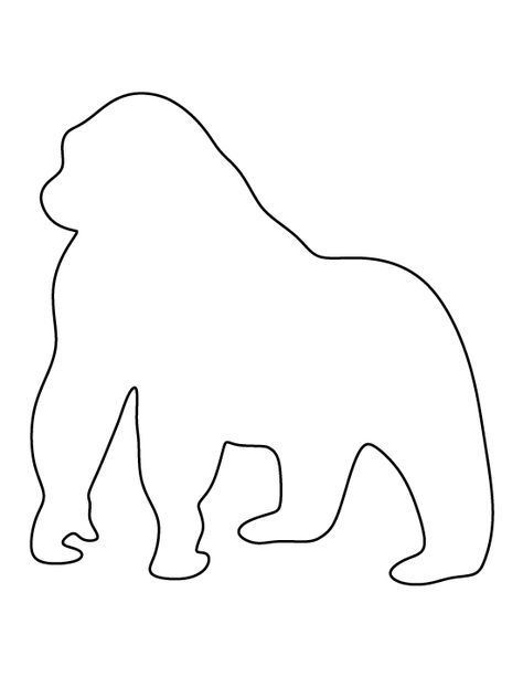 Gorilla pattern. Use the printable outline for crafts, creating stencils, scrapbooking, and more. Free PDF template to download and print at http://patternuniverse.com/download/gorilla-pattern/ Zoo Animal Templates Free Printables, Gorilla Craft Preschool, Gorilla Outline, Gorilla Stencil, Animal Outline Drawing, Gorilla Craft, Printable Outline, Jungle Crafts, Coloring Crafts