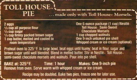 Toll House Pie // Connor's mom introduced me to this delicious, easy pie! Definitely a new favorite. :) Tollhouse Pie Recipe, Nestle Toll House Pie, Toll House Pie, Tollhouse Pie, Tollhouse Cookies, Chocolate Chip Pie, Toll House Chocolate Chip, Nestle Toll House, Toll House