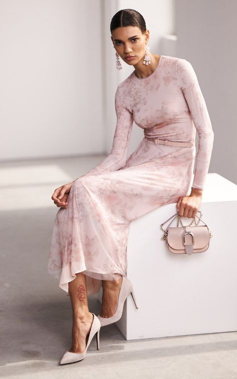 Alisen Floral Mesh Midi Dress By Ralph Lauren | Moda Operandi Ralph Lauren Pink Dress, Resort 23/24, Ralph Lauren Resort 2024, Ralph Lauren Spring 2024, Ralph Lauren 2024, Dress 2024 Trend, Ralph Lauren 2023, Ss24 Resort, Ralph Lauren Resort